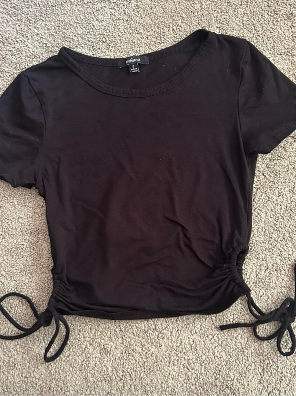 Ambiance Black Short Sleeve Cinch-Side Tee small